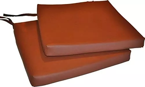 2 Deep Tan Faux Leather Square Dining Garden Chair Cushions Seat Pad 14 to  20