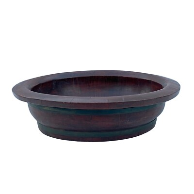 Chinese Vintage Distressed OxBlood Red Round Wood Bucket cs6024S Chinese Vintage Distressed OxBlood Red Round Wood Bucket cs6024S
