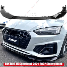 For Audi A5 Sportback 2021-2024 Gloss Black Front Bumper Lip Spoiler Splitter