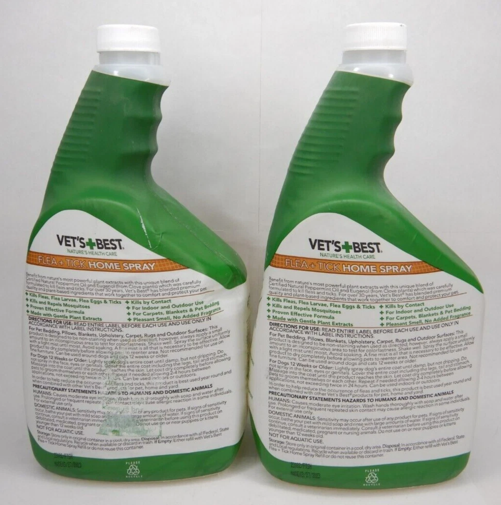 2 Pack REFILL Vet s Best Flea Tick Mosquitoes Home Dog 32oz Plant