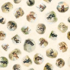 Teddy Bear Panda Fabric Last Half-Yard Vingettes Bear Hugs Cream Cotton by QT