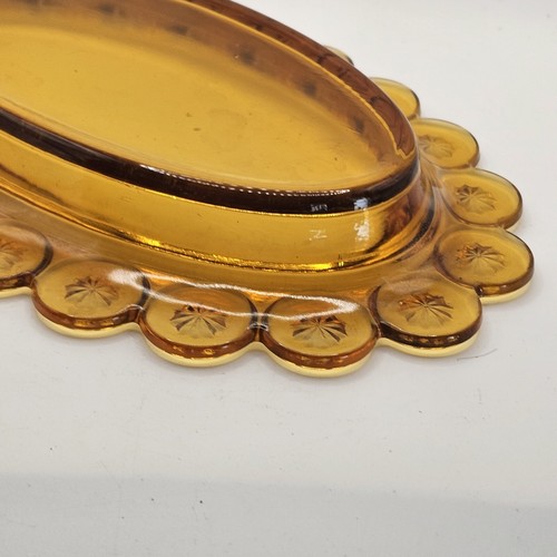 LE Smith MOON AND STARS Butter Dish Rich HONEY GOLD AMBER Vintage 1950s 1960s - Picture 5 of 8