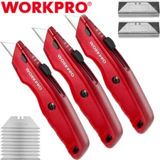 WORKPRO 1PC/2PC/3PCS Utility Knife Quick Change Blade Razor Knife w/Extra Blades