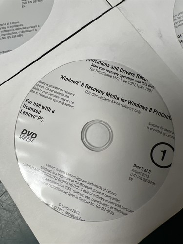 LENOVO WINDOWS 8 PRO OPERATING SYSTEM RECOVERY DISCS / 4-DISC SET - Picture 3 of 7