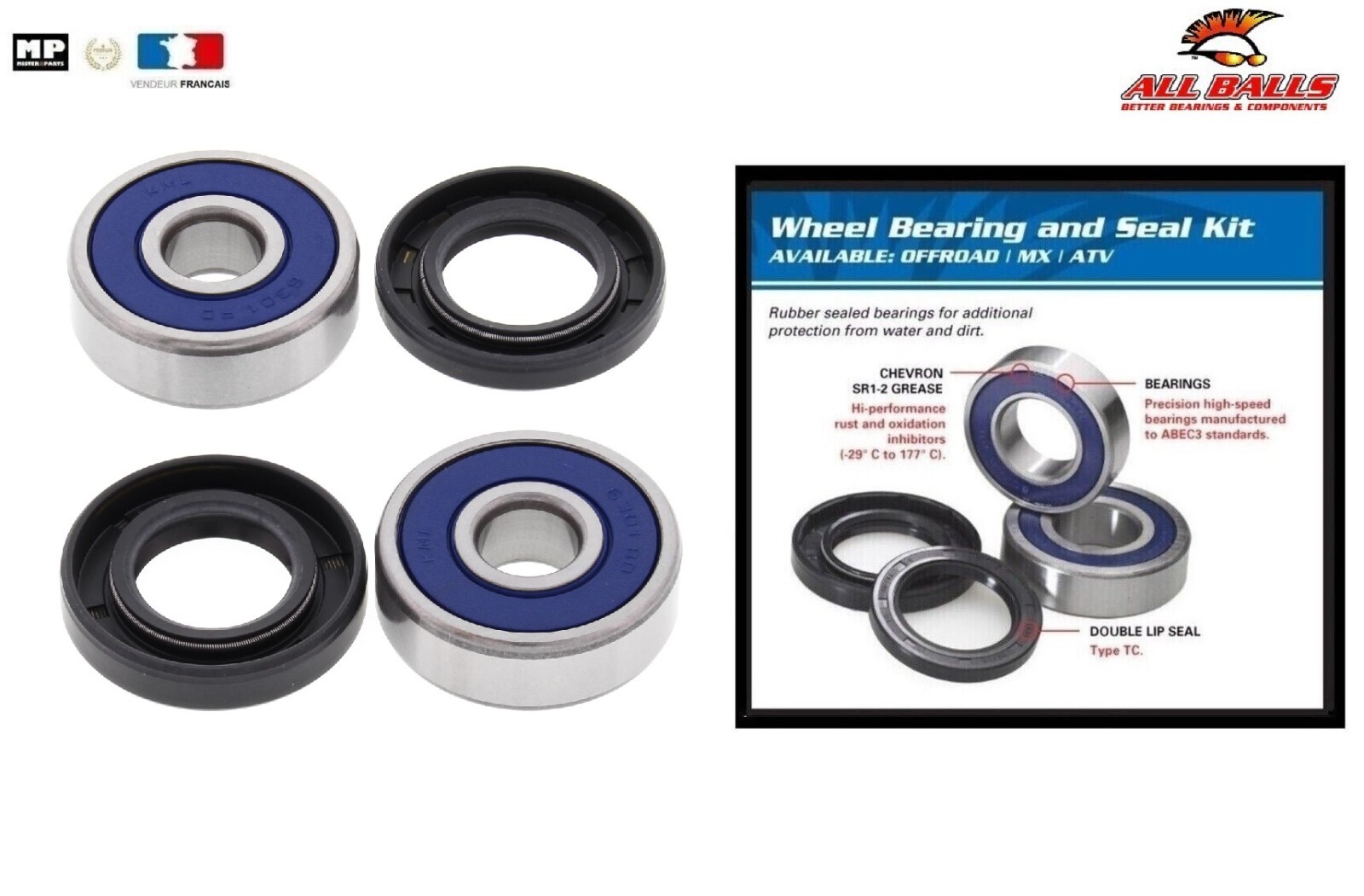 Kit roulement de roue arrière 25-1296 haute précision en acier renforcé pour Yamaha LB80