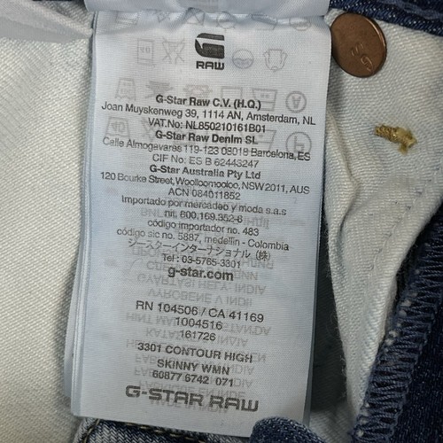 G-Star Raw 3301 Contour Fit Womens High Skinny Jeans Low Rise W23 L32 Blue Denim - Picture 14 of 21