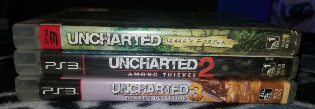 Uncharted 1 2 & 3 Trilogy Bundle Sony PlayStation 3 PS3 Games Black Red  Label