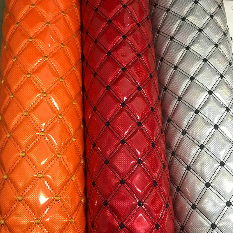 Laser PVC Faux Leather Fabric Sponge QuiltedEmbroidery Material for Upholstery - Image 4 of 4