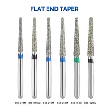 50Pcs Dental Diamond Burs FG Flat End Taper Friction Grip Burs 5Pcs/Box