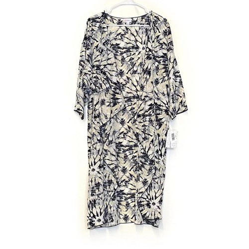 LuLaRoe Shirley Kimono Cover Up Women’s Size L Black/White Tie Dye NWT