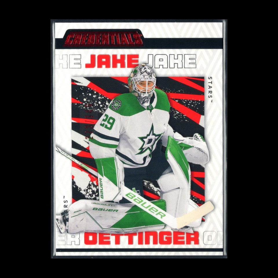2023-24 UD Credentials JAKE OETTINGER #25 Red 273/349 - Dallas Stars - Image 3 of 4