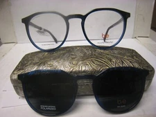 Bio Eyes VERNAL BLUG Eyeglass Frame w/Mag Sunglass Clip On 50-18.5-143-43V W/CAS