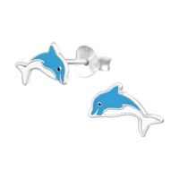 SüßE Kinder Ohrstecker Delfin Delphin 925 Silber Ohrringe MäDchen Geschenk Bunt