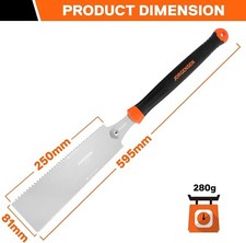 Japanese Hand Saw 250mm Double Edged 18/7-12TPI Fine Tooth Saw for Woodworking