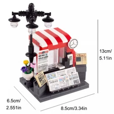 Building Blocks Bricks MOC City Street View Newspaper Stand Tile Lamp Baseplate
