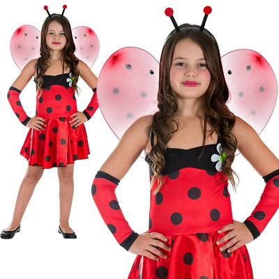 Rubies Ladybird Kinder Mädchen Tierweltbuch-Tag Kostüm Komplettset Rot Polyester