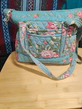 Vera Like Sholder Bag Pale Blue And Roses