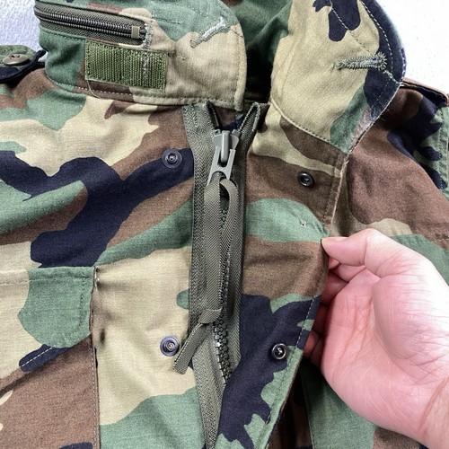 VINTAGE Military Jacke Herren Small Reg Cold Weather Field Coat Woodland Camo M65 - Bild 13 von 19