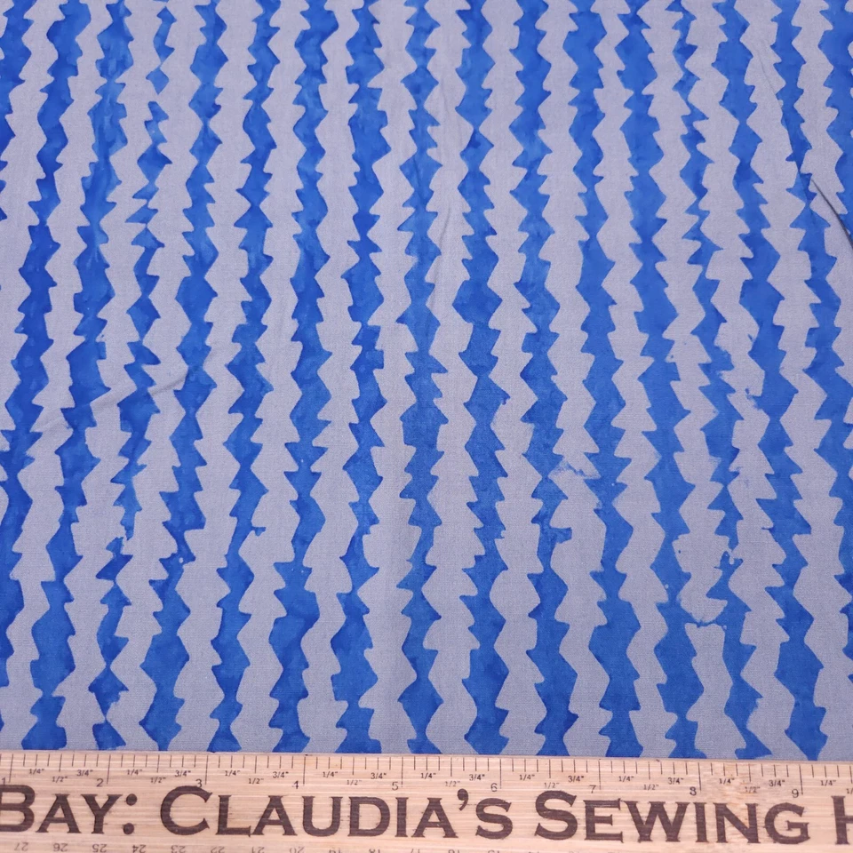 Piezas Departamento Batiks POR Victoria Findlay Wolfe Marcus Telas Azul Gris Zig Zag Foto 2 de 3