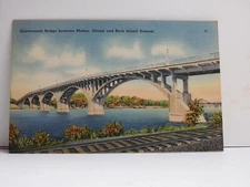 Govt Bridge Moline R I Arsenal Linen Postcard Unposted B441