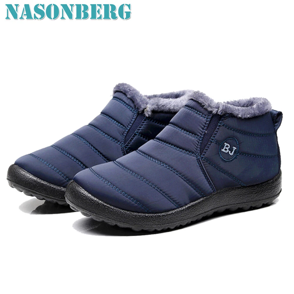 Mens Snow Boots Warm Fur Lined Ankle Waterproof Slip On Outdoor Winter Shoes Mens Snow Boots Warm Fur Lined Ankle Waterproof Slip On Outdoor Winter Shoes