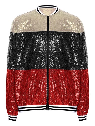 Kid Girls Jacket Color Block Outerwear Glittery Coat Does Not Irritate Sequin - Picture 49 of 87