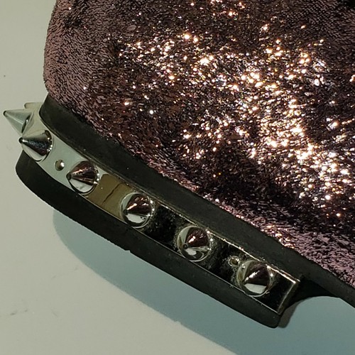 Killer Prom Party Shoes Purple Slip On Smoking Loafers Spikes Amali 9.5 A703 - Picture 3 of 11