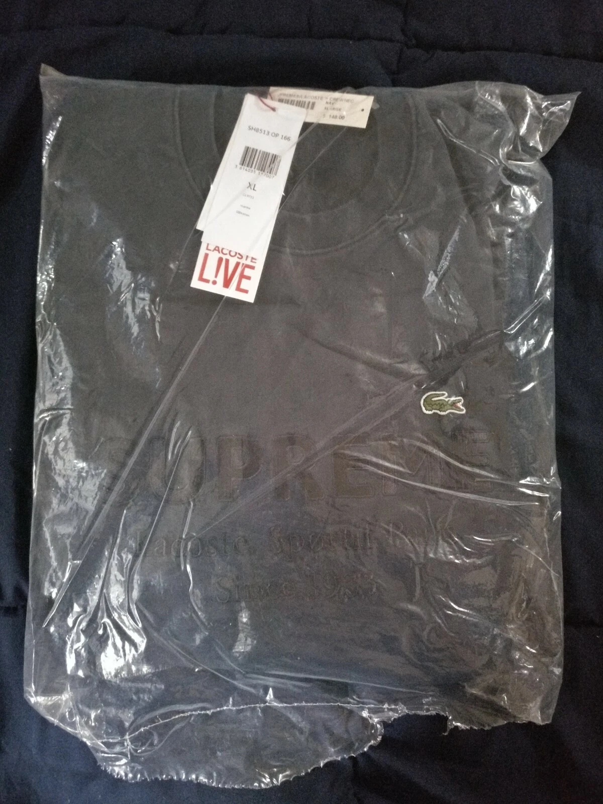 Supreme x LACOSTE Crewneck Navy XL 100 % AUTHENTIQUE NEUF ! StockX vérifié aussi ! DS