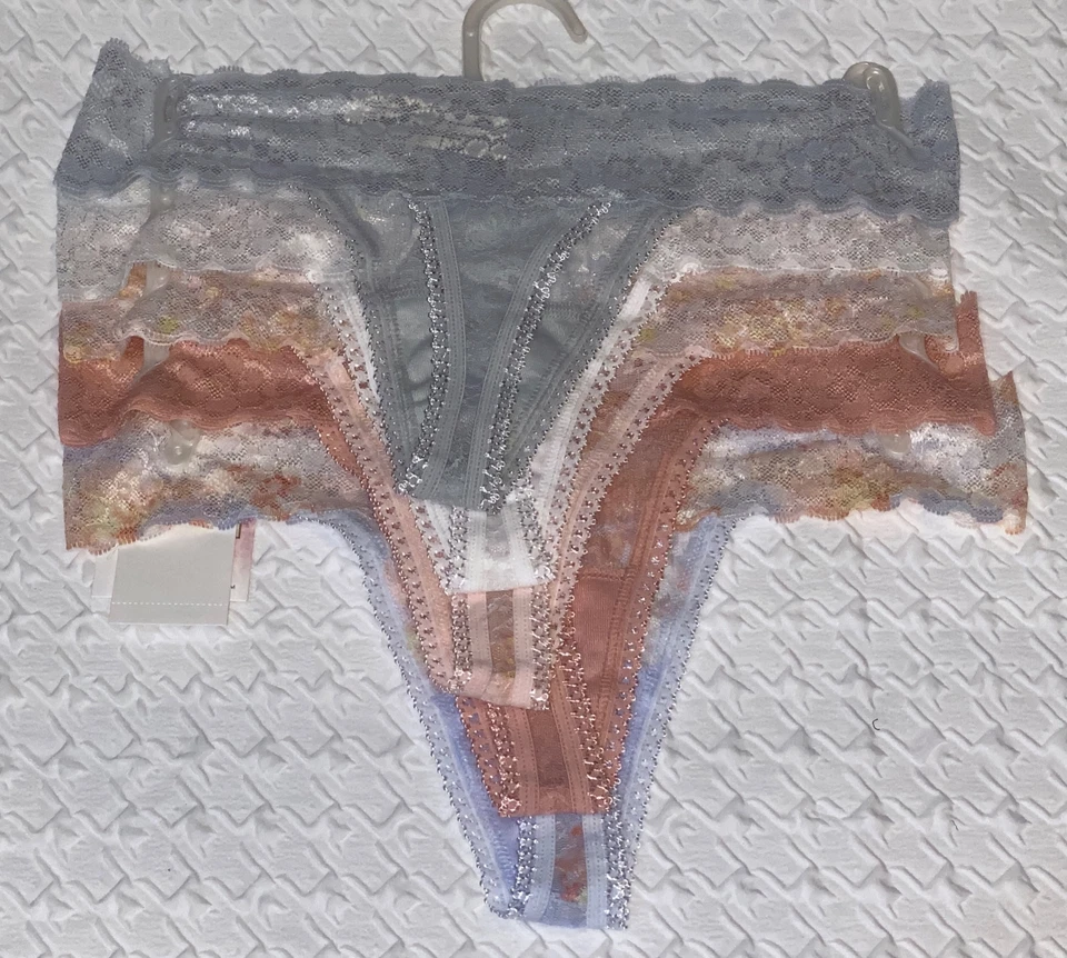 Paquete de 5 bragas JESSICA SIMPSON clásicas de encaje rosa gris rosa claro rosa para mujer S 5 Foto 2 de 4