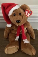 1997 HOLIDAY TEDDY TY Beanie Baby BUDDIES CHRISTMAS BEAR SANTA HAT SCARF