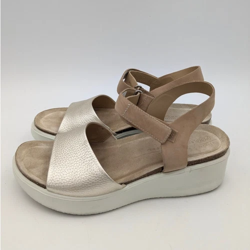 ECCO Flowt zeppa sandalo donna pelle sughero tacco marrone taglia US10 EU41