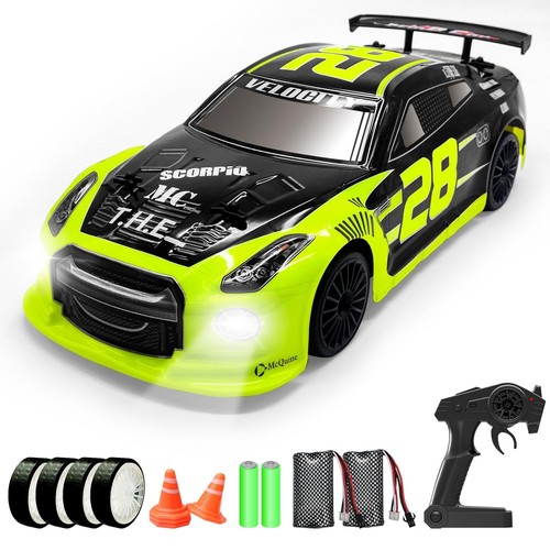 2.4GHz 4WD 25KPH High Speed RC Drift Car with LED Lights, PVC Shell, ABS Base...