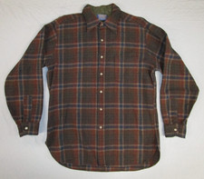 Pendleton Mens 100 Virgin Wool M. Dark Flannel L.S. button up shirt Made In USA