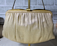 Vintage Ande Shimmering Gold Evening Party Clutch/Handbag Purse with Wrist Chain