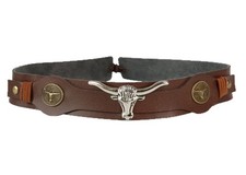 Brown Leather Cowboy Hat Bands for Men Women Western Hats Band with Silver B...