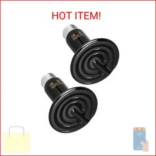 Simple Deluxe 75W Ceramic Heat Emitter 2-Pack, Reptile Heat Lamp No Light Emitti
