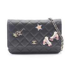 Chanel Matelasse Lambskin Shoulder Bag Women Black One Size 830059
