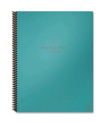Rocketbook Fusion Smart Notebook, Seven Assorted Page Formats, Teal Cover