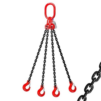 3 Ton Chain Sling 1/4 Inch x 5 Ft Lifting Chains 4 Legs Industrial Grab Hooks