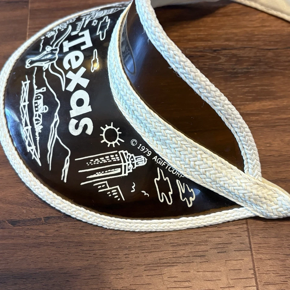 Винтажный Texas солнце козырек эластичная лента прозрачный коричневый Groovy 70-х/80-х костюм вечеринки - Изображение 2 из 4