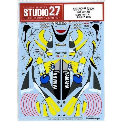 STUDIO27 Decals für TAMIYA 1/12 YZR-M1 Team Tech3 #11 Rd.6-17 2005 aus Japan - Bild 1 von 2