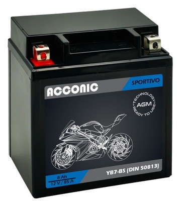 ACCONIC Sportivo AGM YB7-BS Motorradbatterie 8 Ah 12V (DIN 50813)