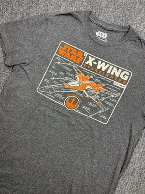 Star Wars X-Wing Starfighter Men's Graphic T-Shirt Gray Crew Neck Short Sleeve M