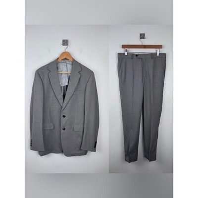 Freeman s Sporting Club Grey 100% Wool Suit Made USA Tailored Blazer Pants 39R