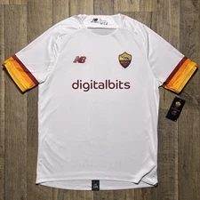 NWT New Balance AS Roma Authentic Away Kit Soccer Jersey White Mens Size Large