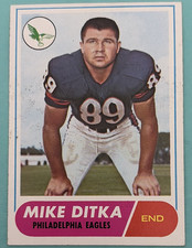 1968 Topps Mike Ditka #162 Philadelphia Eagles Rookie Football Trading Card. rookie card picture
