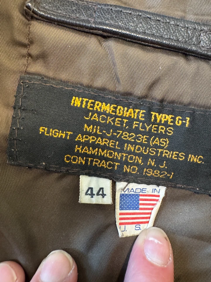 Винтажная летная куртка ВМС США среднего типа G-1 MIL-J-7823E, размер 44 - Изображение 2 из 4