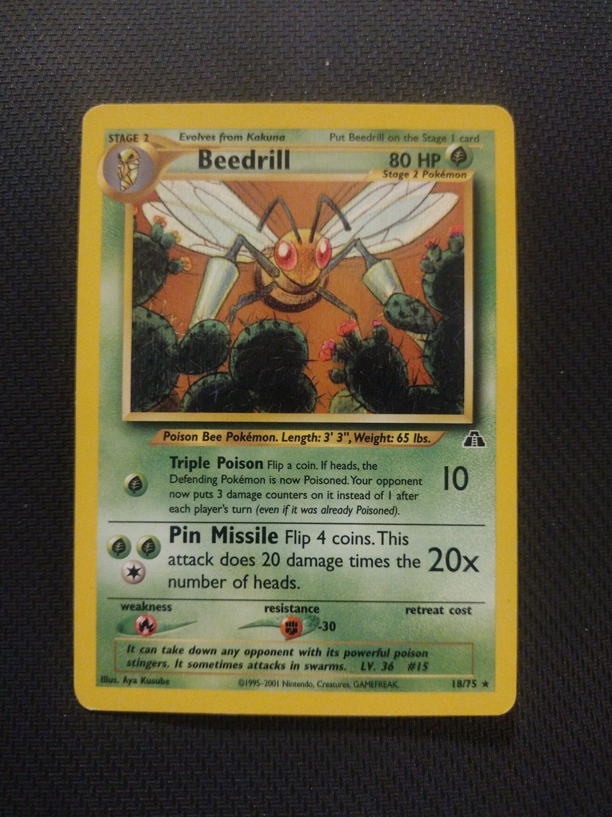 Pokémon TCG Beedrill Neo Discovery Rare 18/75 80 HP Stage 2 Unlimited English