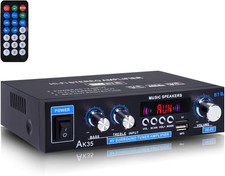 200W Bluetooth 5.0 Mini Stereo Amplifier with Remote, AUX, USB  SD Inputs