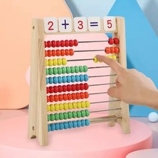 Wooden Abacus for Kids 10-Row Counting Toy with Beads Sticks Alphabet Cards Gift